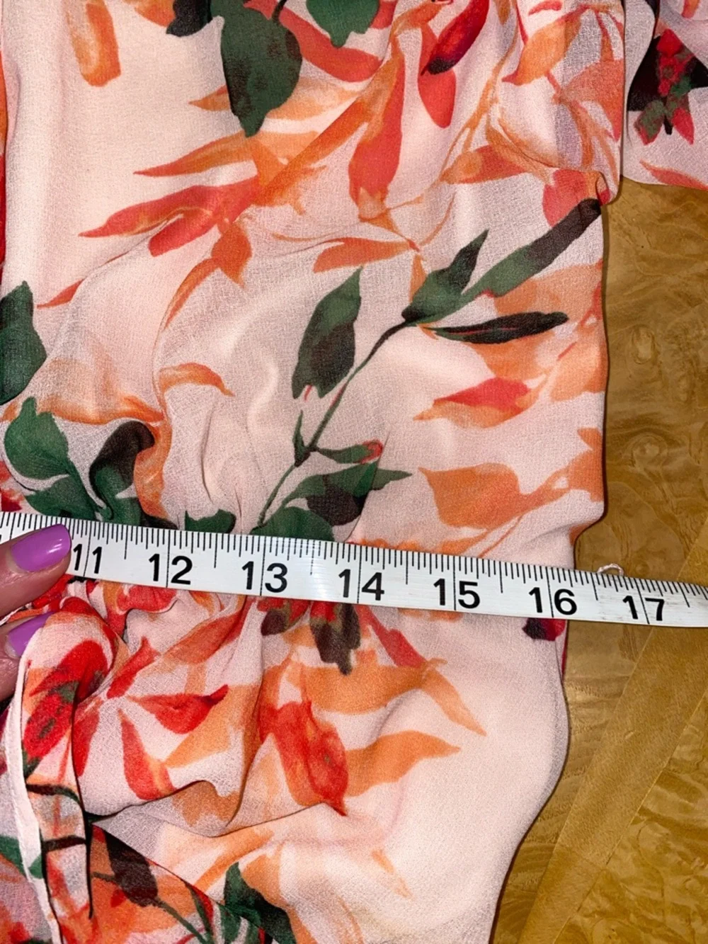 Calvin Klein Irmina Peach-Pink Floral Cold-Shoulder Belted Mini Dress Size 2 - Picture 16 of 16